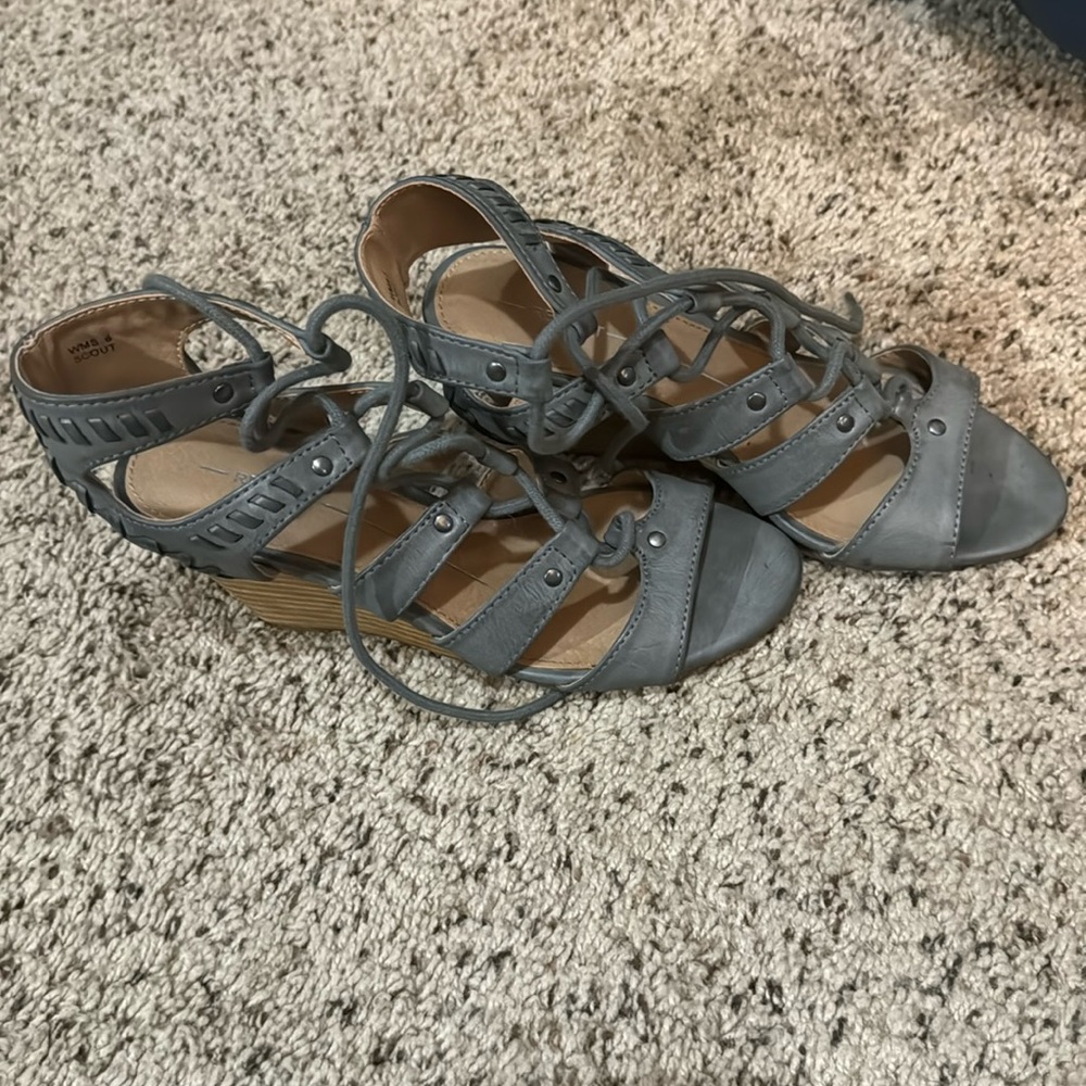 Report womens wedge lace up sandal